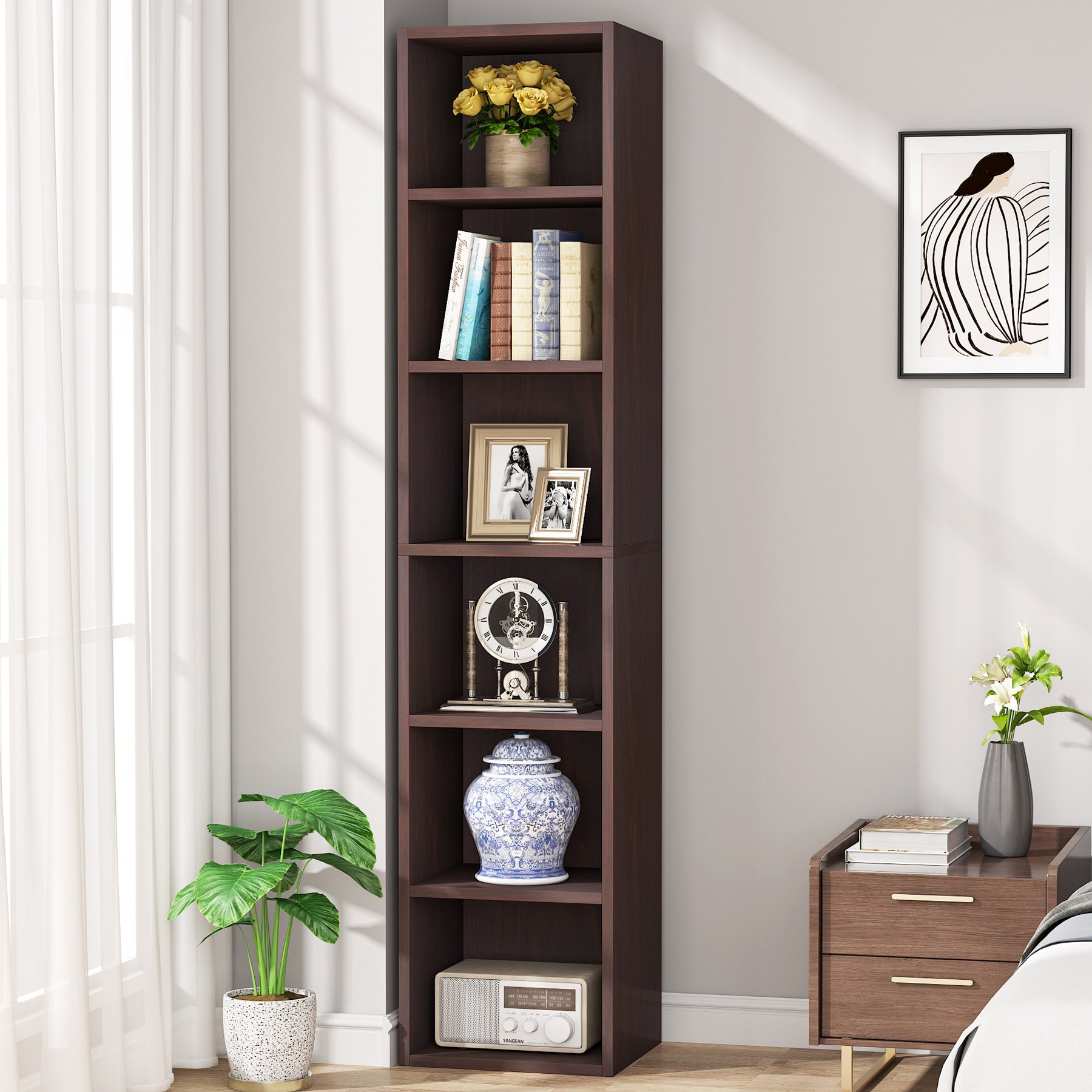 6-Tier Bookcase 70.9" Cube Display Shelves